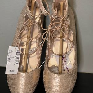 Rose Gold Girls Ballet Dress Shoes.